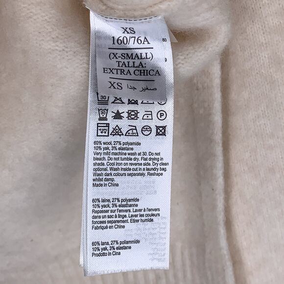 Allsaints Ivory White Cream Lock Roll Neck Asymmetric Wool Turtleneck Sweater - Picture 12 of 12